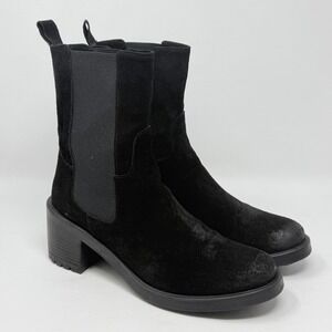 Emanuele Crasto Black Suede Chelsea Ankle Boots Lug Italy 40 / 10 Goth Hipster